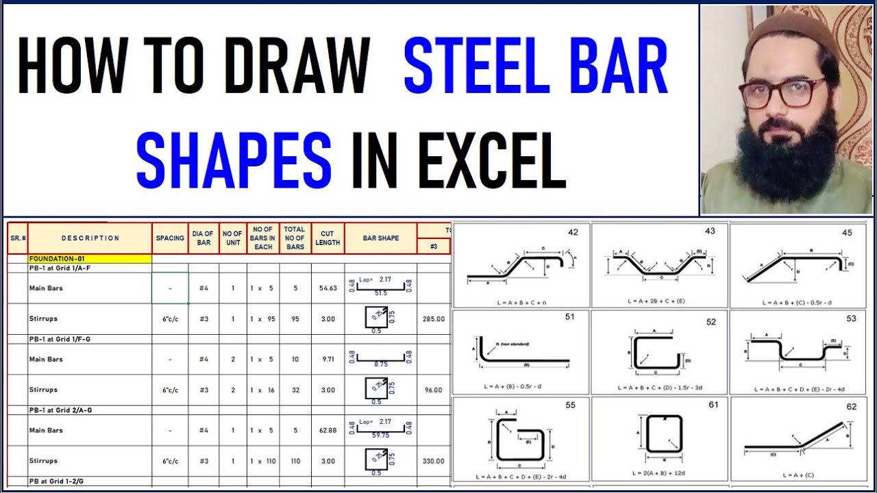 How to draw Steel bar shapes in excel | Bar Bending Schedule Shapes | How to insert shapes in excel