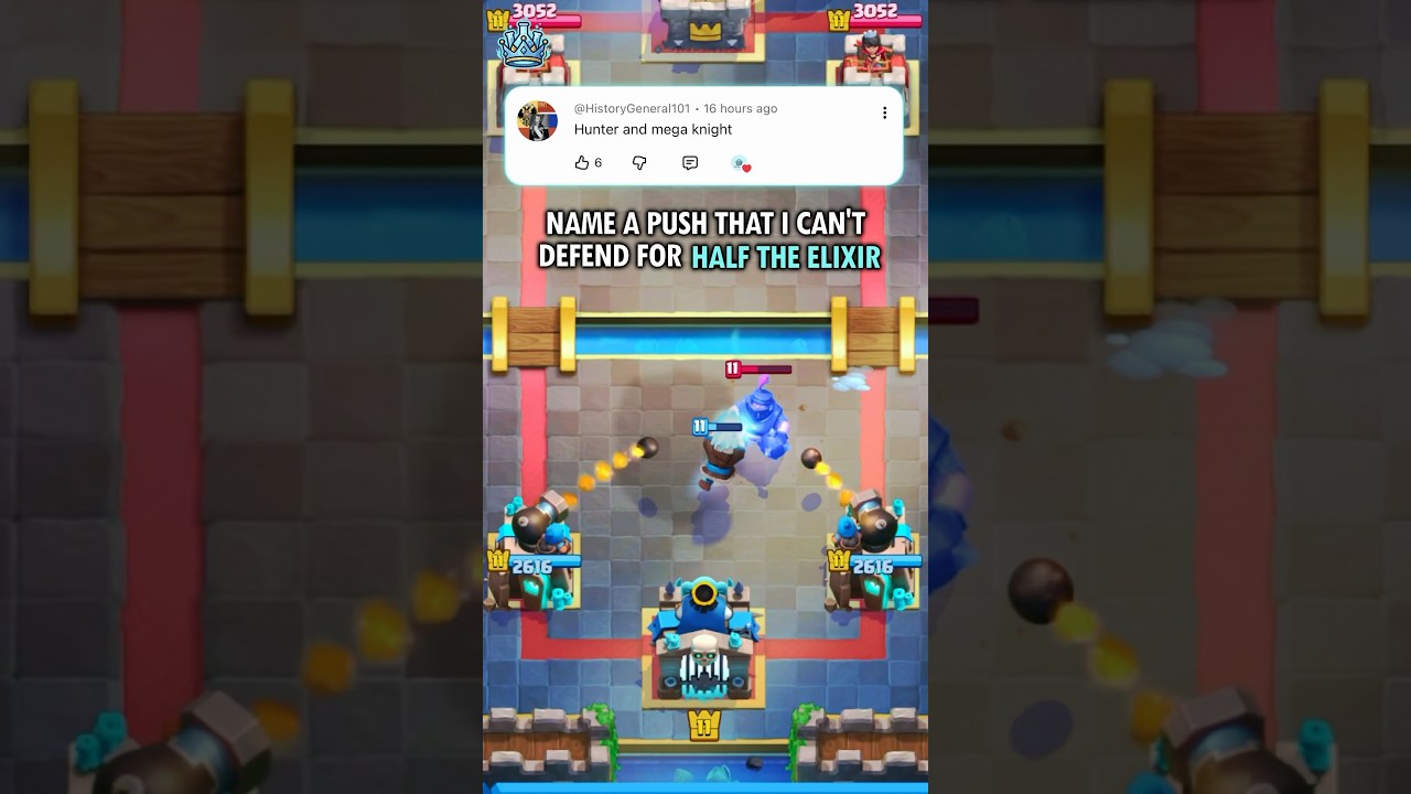 Hunter + Mega Knight vs 6 elixir 