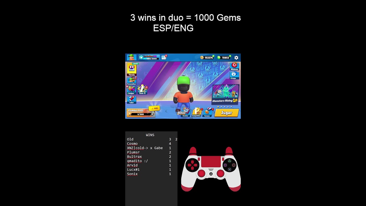 💎3 Wins in duo = 1000 Gems💎 // US/AN // ESP/ENG. #stumbleguys
