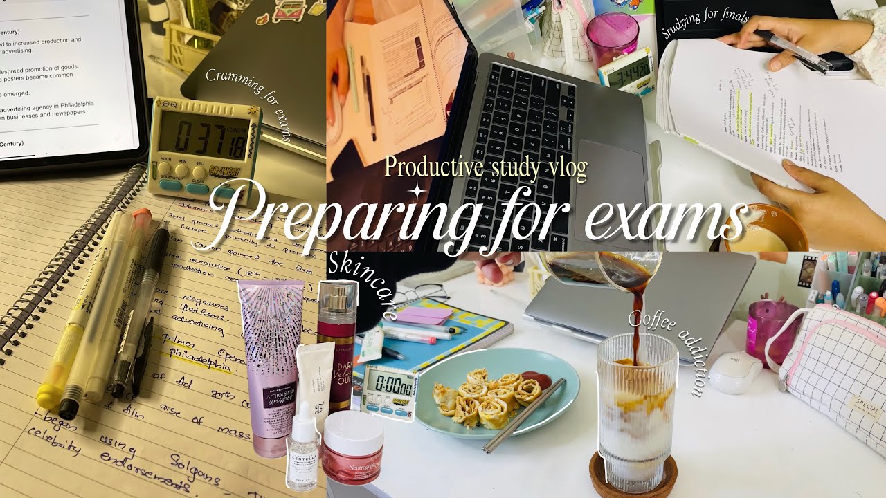 STUDY VLOG 🧸 & preparing for finals, lots of exam studying, note-taking (and lots of eating)&coffee