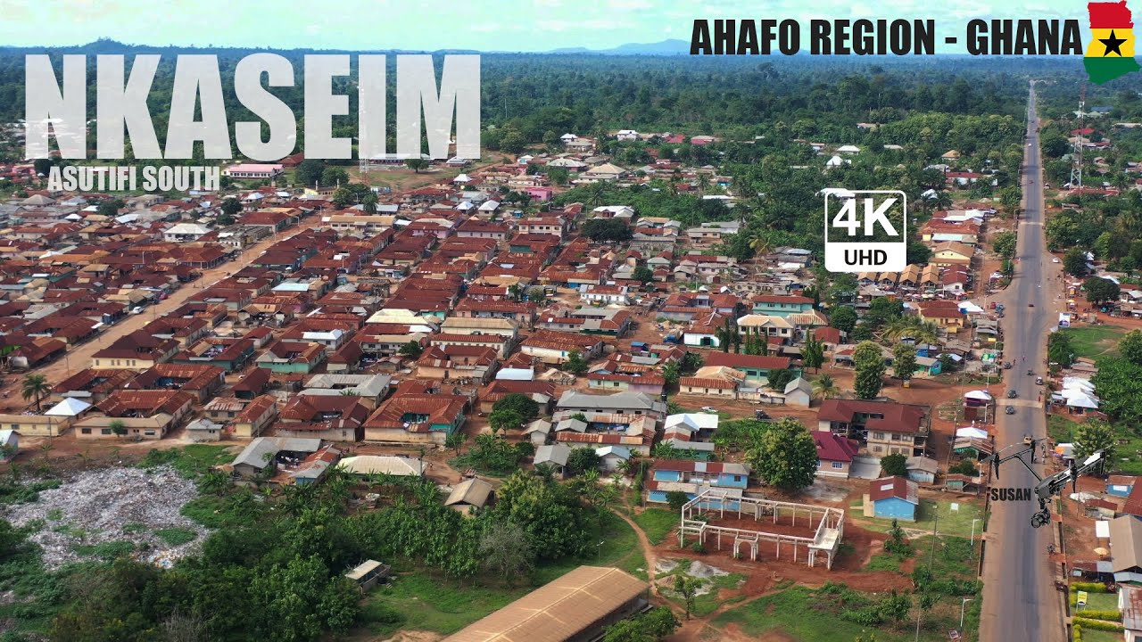Nkaseim Aerial View in the Asutifi South Ahafo Region of Ghana 4K