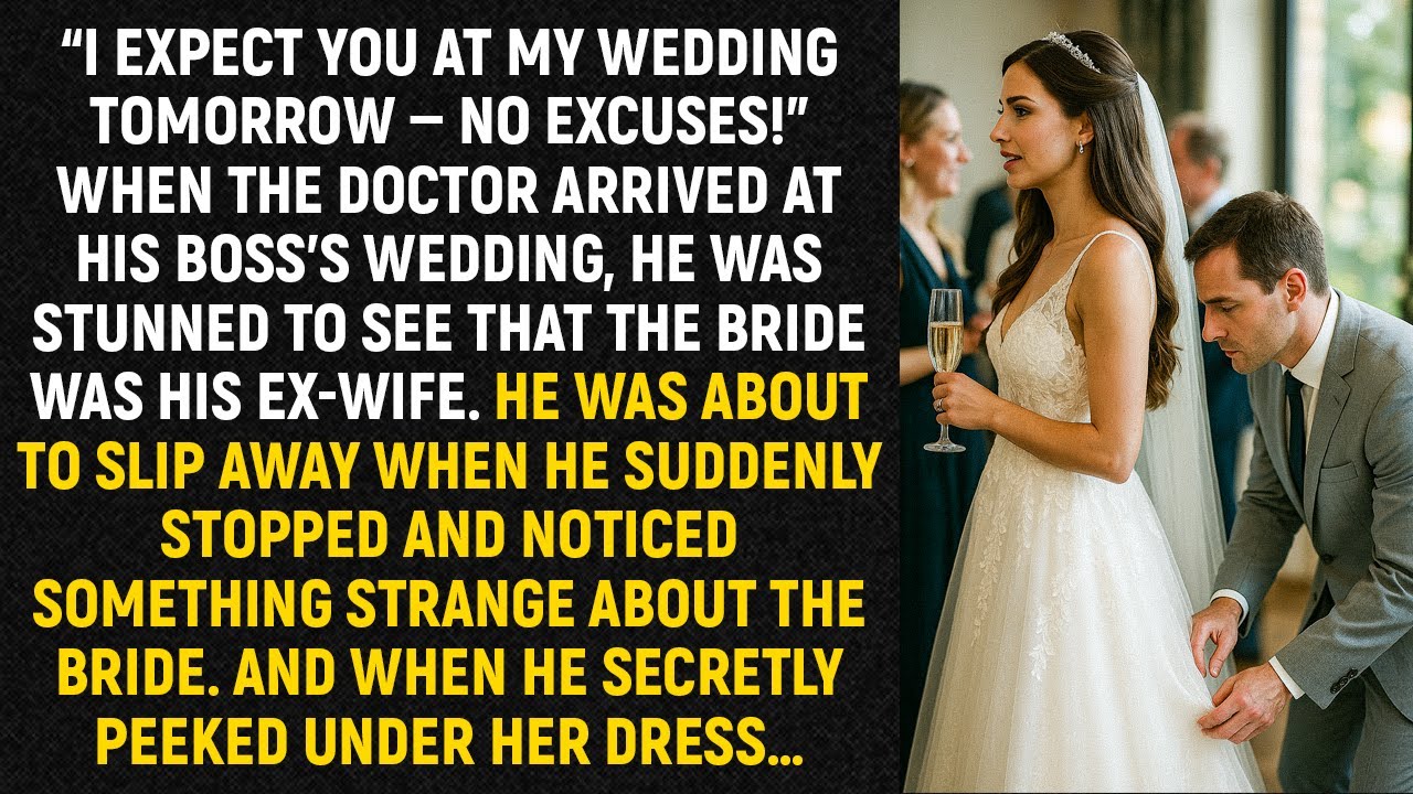 “I expect you at my wedding tomorrow — no excuses!”When the doctor arrived at his boss’s wedding...