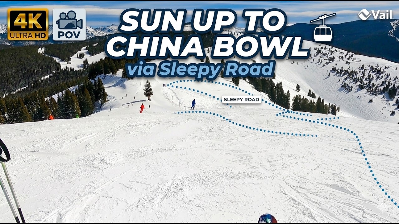 Vail Sun Up to China Bowl Sleepy Time Road Connector POV | Quick 4K Ski Run