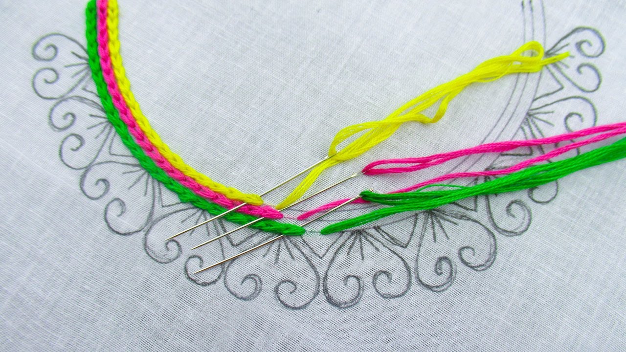 Wow! Amazing Hand Embroidery Neck Line Design for Dress Neckline Embroidery Tutorial