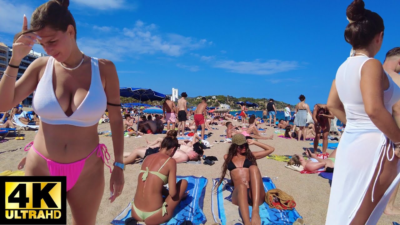 🏖Lloret de Mar Beach Walk☀️ Beautiful Costa Brava Coastline in 4K🇪🇸