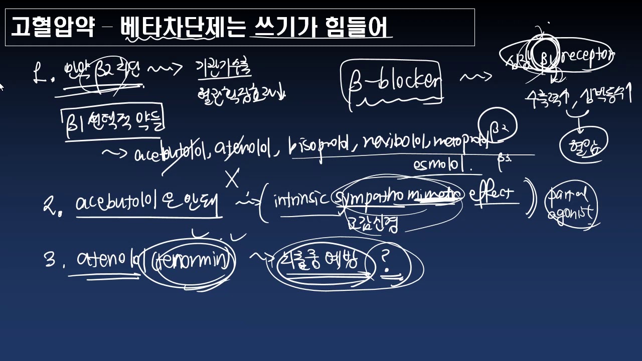 고혈압약 중 베타차단제 - 사용이 어렵습니다.