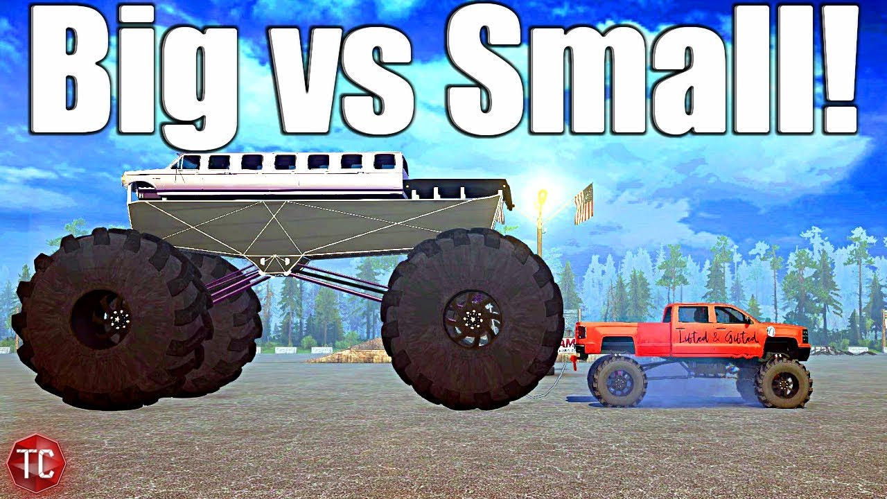 SpinTires MudRunner: TUG OF WAR! Small vs MASSIVE!!