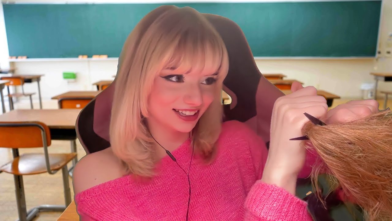 ASMR Girl in Class (secretly) cuts your hair✂️ 💇‍♀️