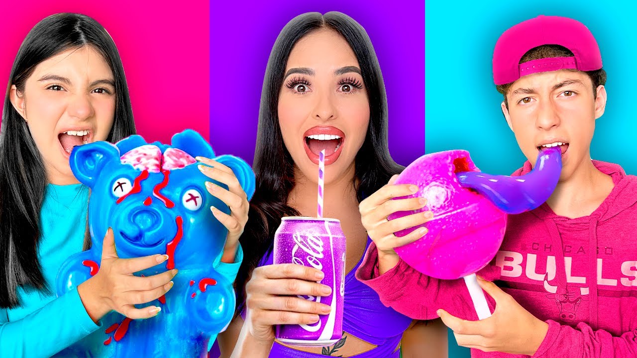 24 HORAS COMIENDO de un SOLO COLOR EN GASOLINERAS!! 
