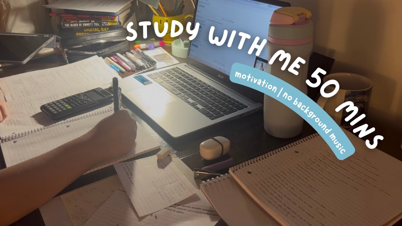 study/review with me for 50 mins | no background music, no breaks, motivation