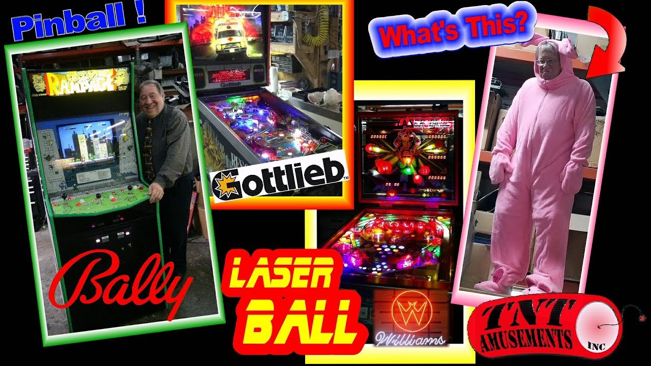 #1325 Bally RAMPAGE Arcade Game-Williams LASER BALL & Gottlieb RESCUE 911 Pinball TNT Amusements