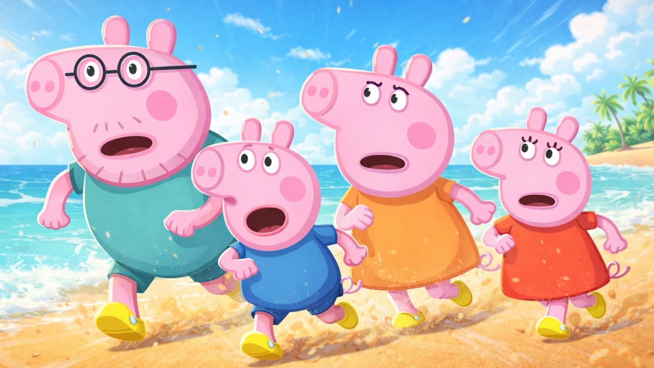 Peppa Pig : Wild Beach Sand Race Goes Crazy Fun Family Sprint Challenge! | Peppa Pig Animation