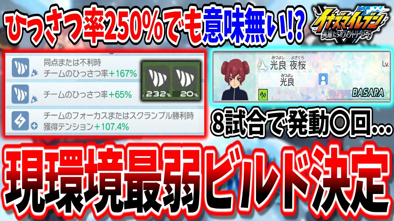 【イナイレV】衝撃のゲーム内仕様！？弱すぎて誰も使ってない『ひっさつビルド』がバグを疑うレベルで存在意味ない件...w【イナズマイレブン 英雄たちのヴィクトリーロード】