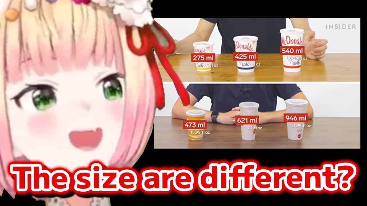 Nene Gets Surprised by Size of McDonald's Food and Drink in USA  [Hololive Eng Sub]