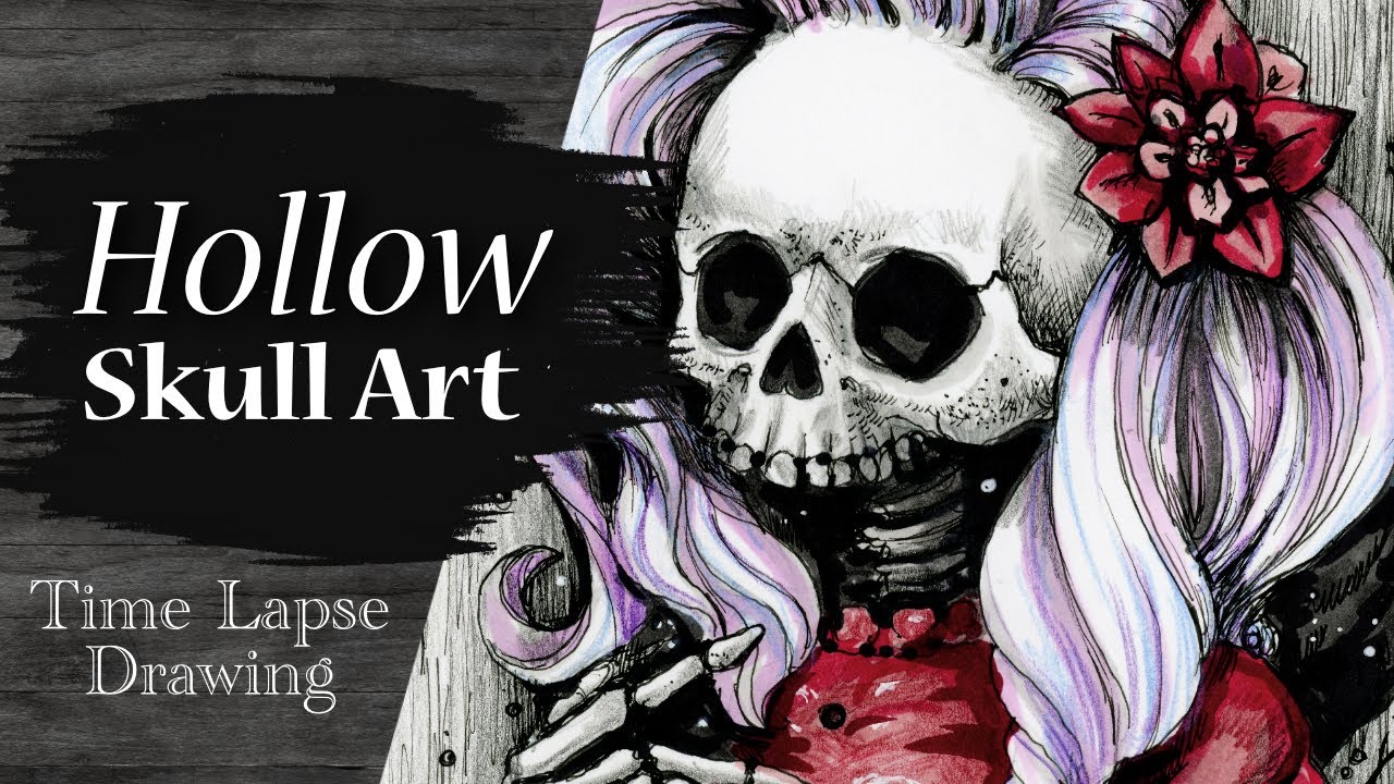 Hollow Skully Drawing | Macabre Skull Art | Time Lapse Copic Artist