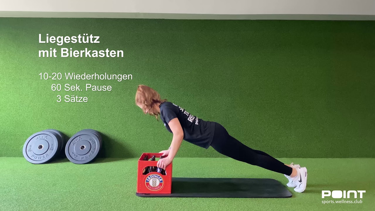Liegest&uuml;tz mit Bierkasten #staystrongstaytogether | POINT - Sports.Wellness.Club