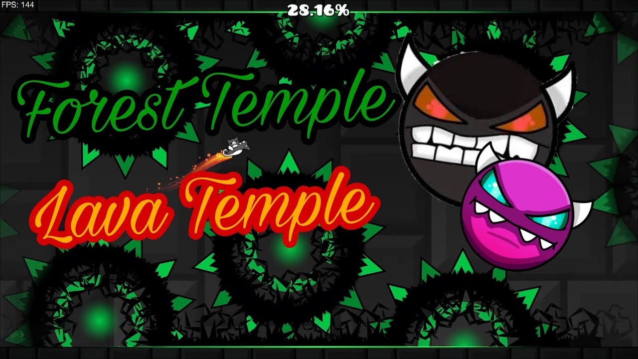 Два легендарных temple уровней: Forest Temple, Lava Temple! | Geometry Dash.