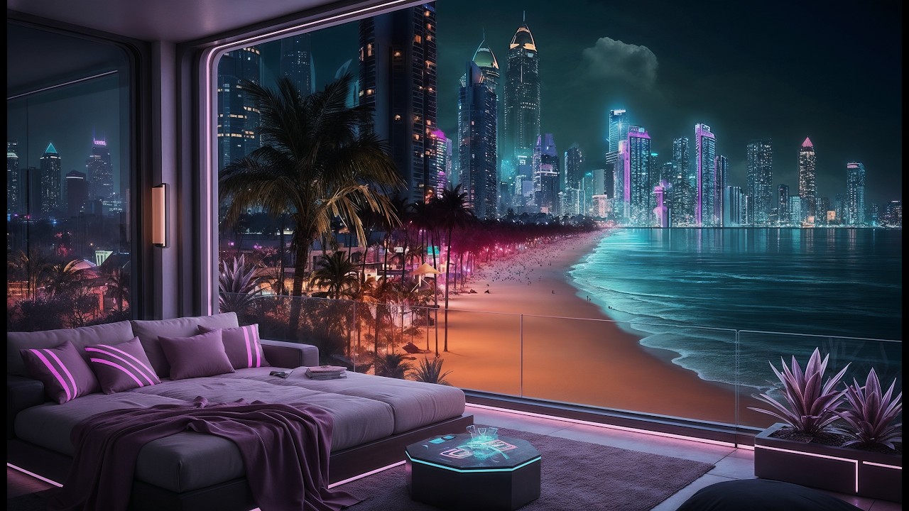 Cyberpunk Beach Bedroom Lofi Radio 🌊 Lofi Hip Hop Radio | Chill Beats to Sleep, Relax & Study