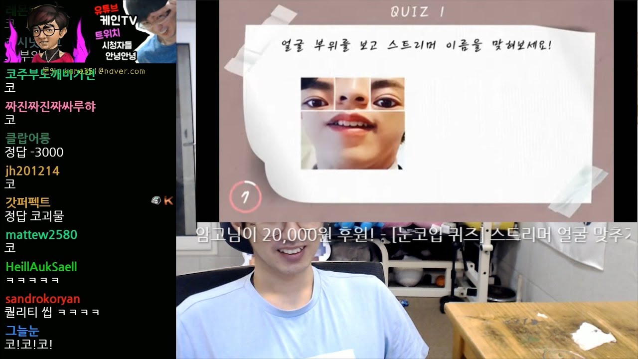 [케인 도네 반응] 스트리머 얼굴 맞추기 - 눈코입 퀴즈