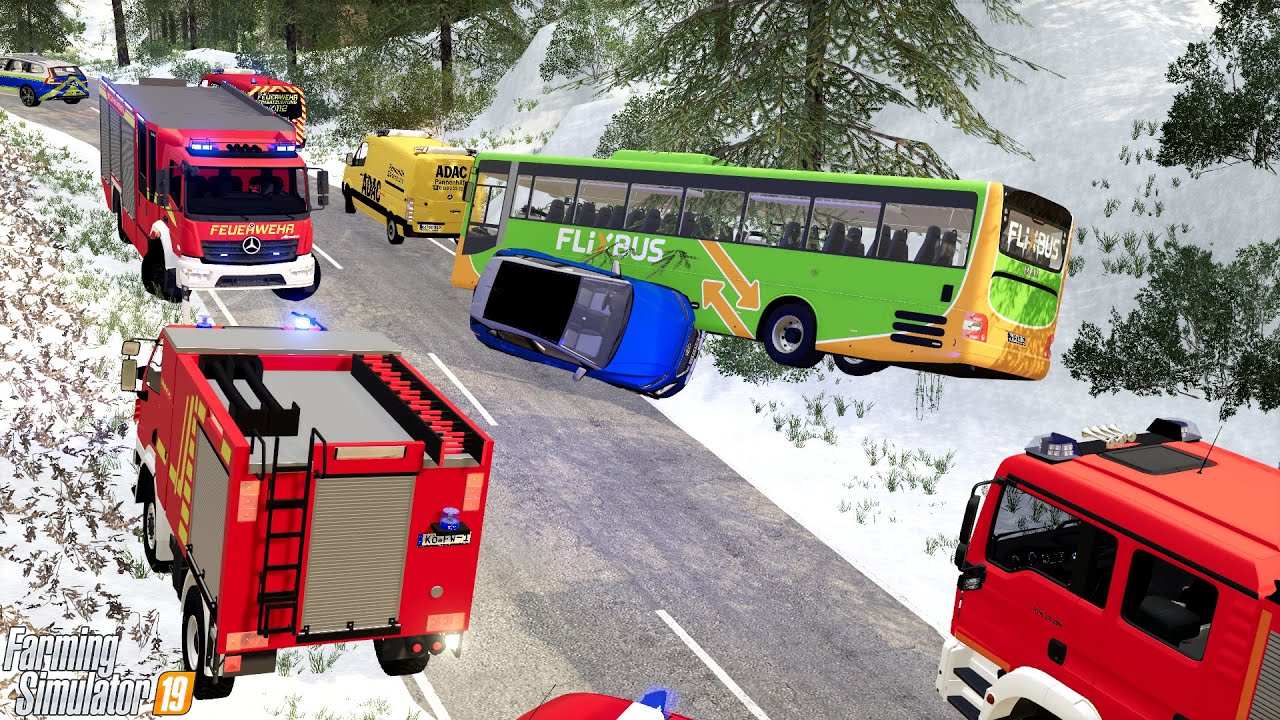 LS19 - Feuerwehr Einsatz - Verr&uuml;ckter Autofahrer rast gegen Flixbus! [WEIHNACHTEN SPECIAL]