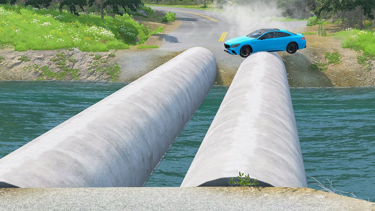 Cars vs Pipeline Bridge &ndash; BeamNG.Drive