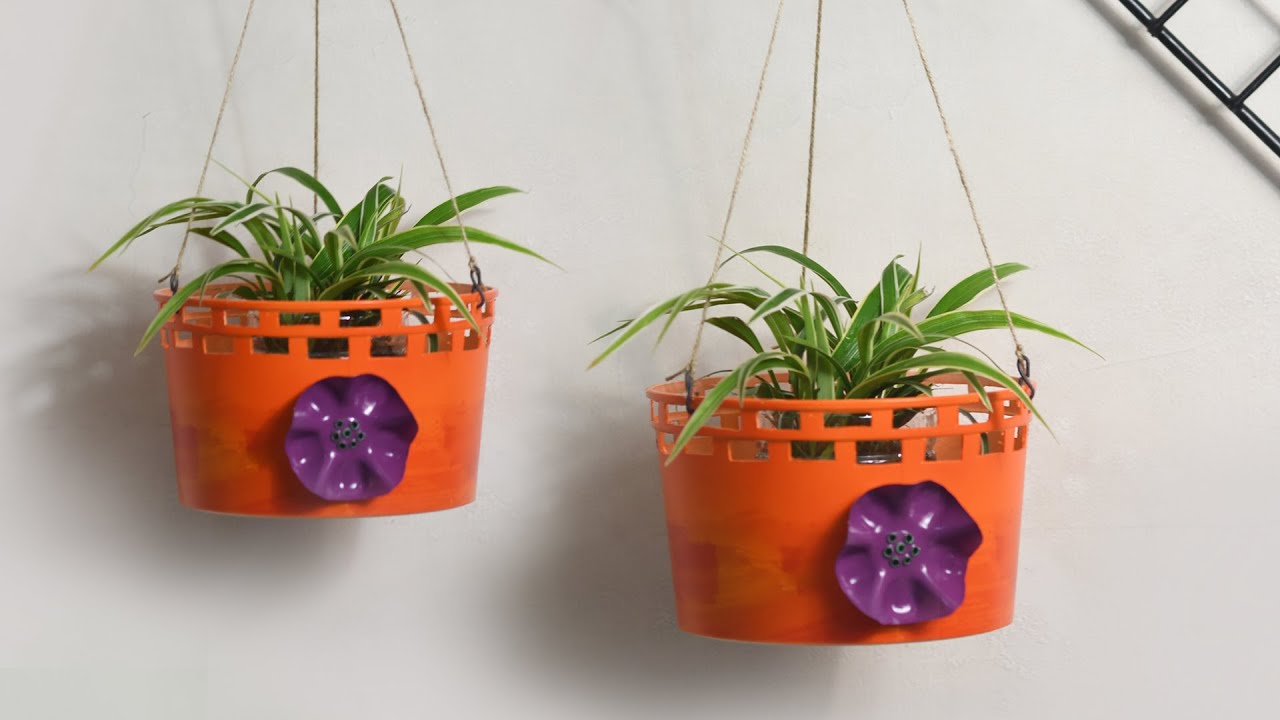DIY Hanging Plant Pot Design #15 from Recycled Plastic Bottle