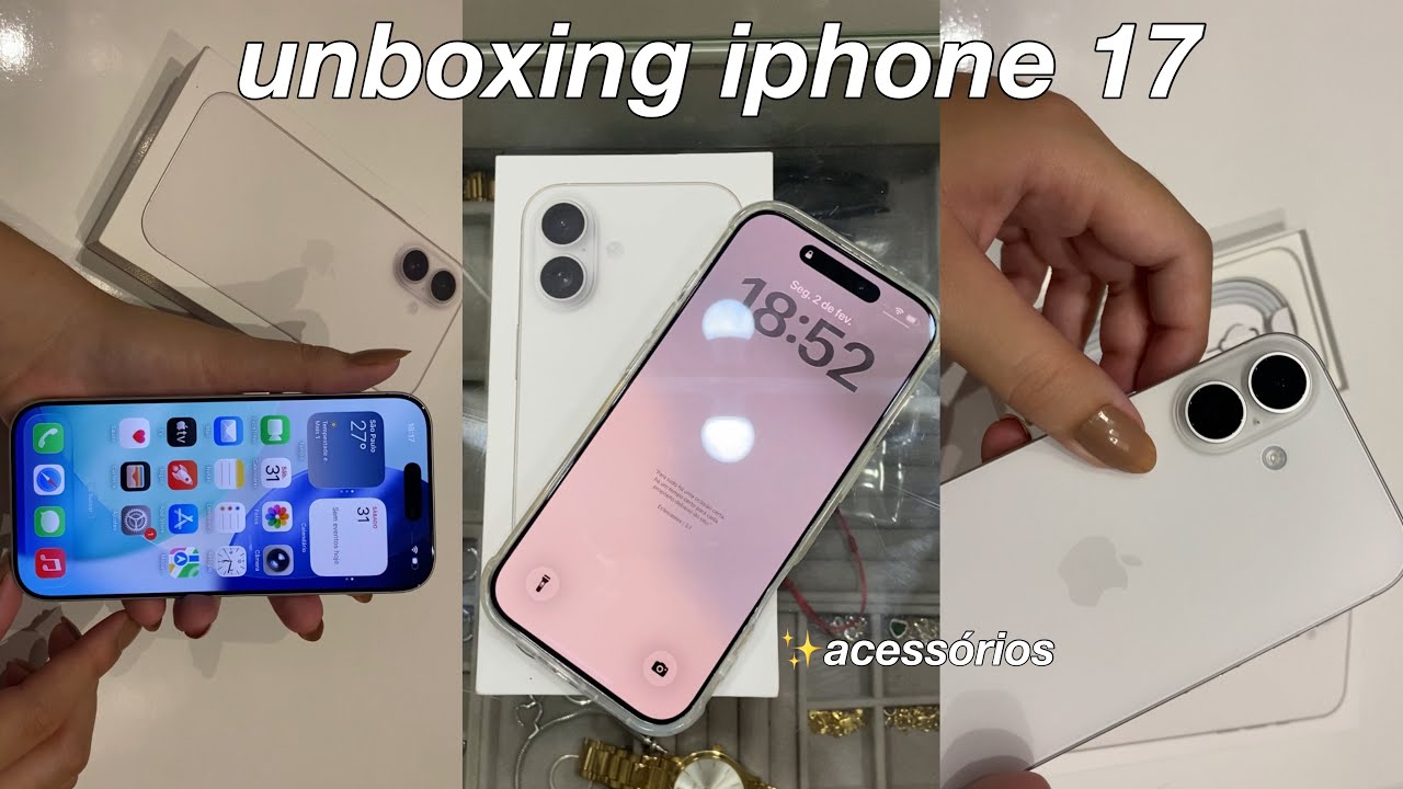 UNBOXING Iphone 17 branco 256gb | acessórios +configurações 🤍📱