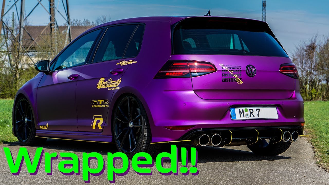 Golf 7 R purple chrome effect wrapped by Eastfinest