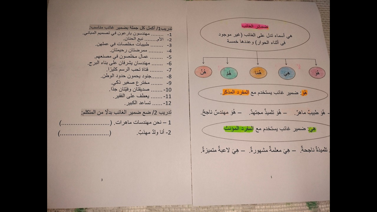شرح ضمائر الغائب للصف الثاني الإبتدائي 2026 بطريقة سهلة وبتدريبات كثير هتخليه يثبت في ذهن أولادنا🌹🌹