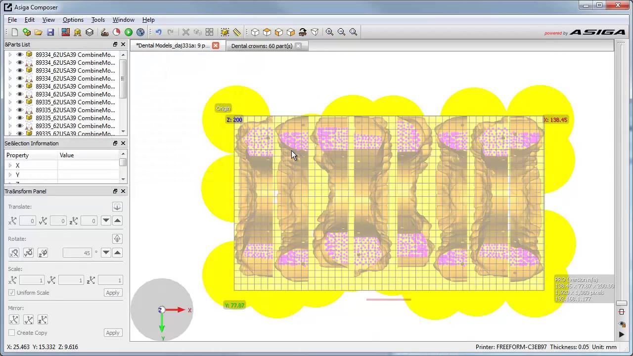 Asiga Composer Multi Stacking on PRO2 - Dental