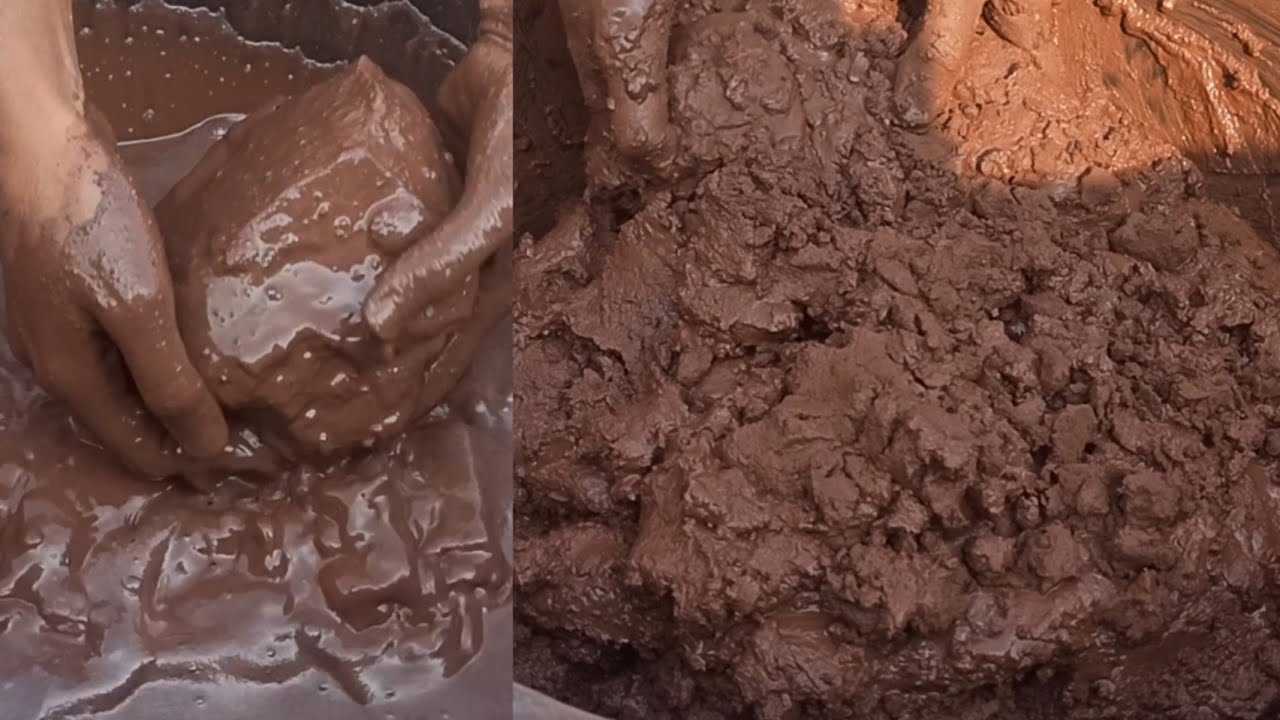 Brown dirt  crumbling water  #cementdirtlover #purecement #reddirt #sandcement#asmr#bts