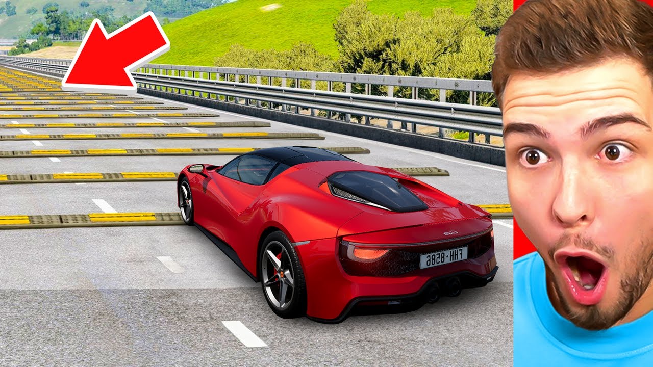 AUTOS vs. MEGA SPEEDBUMBS EXPERIMENT (BeamNG)