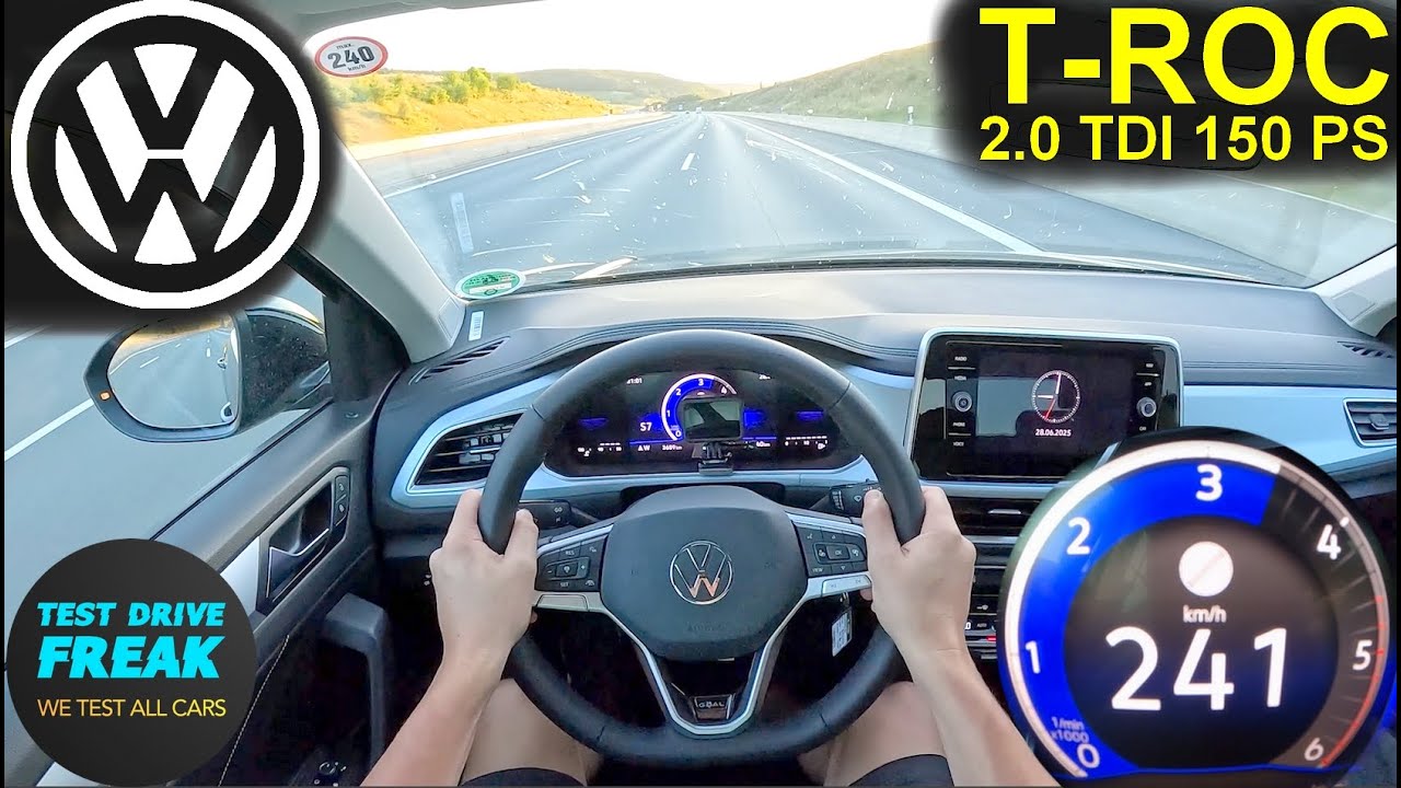 2025 VW T-Roc 2.0 TDI (150 PS) TOPSPEED POV 🚀 Diesel Autobahn Drive | No Speed Limit