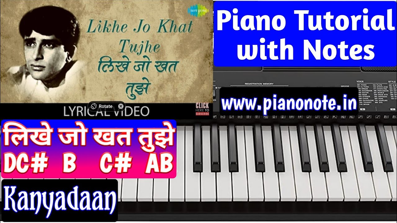 Likhe Jo Khat Tujhe Piano Tutorial with Notes | Kanyadaan | Julius Murmu Keyboard | लिखे जो खत तुझे