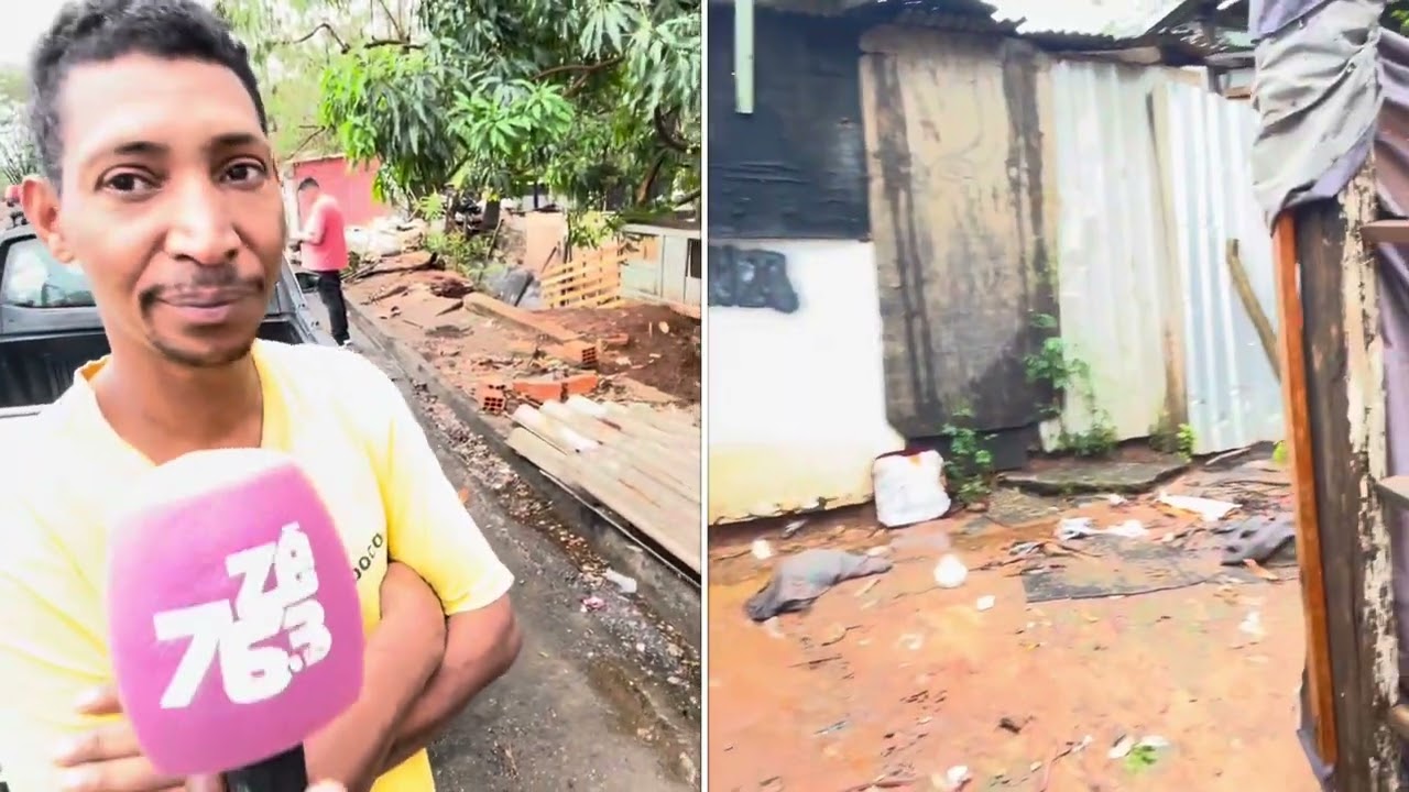 Temporal e ventos fortes causam estragos na favela Zincão