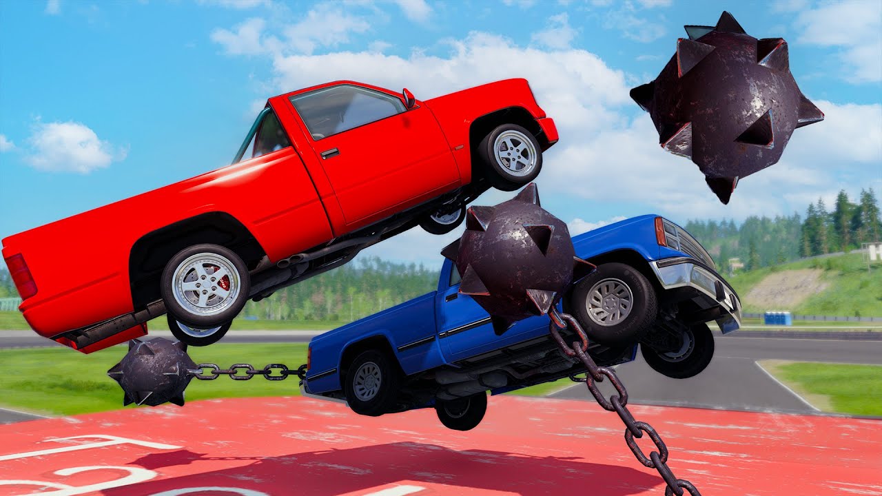 Figure 8 Racing In BeamNG, But We have GIANT Spike Balls!