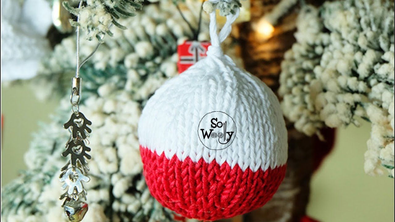 How to knit Easy Christmas Balls Ornaments (using straight needles!) - So Woolly