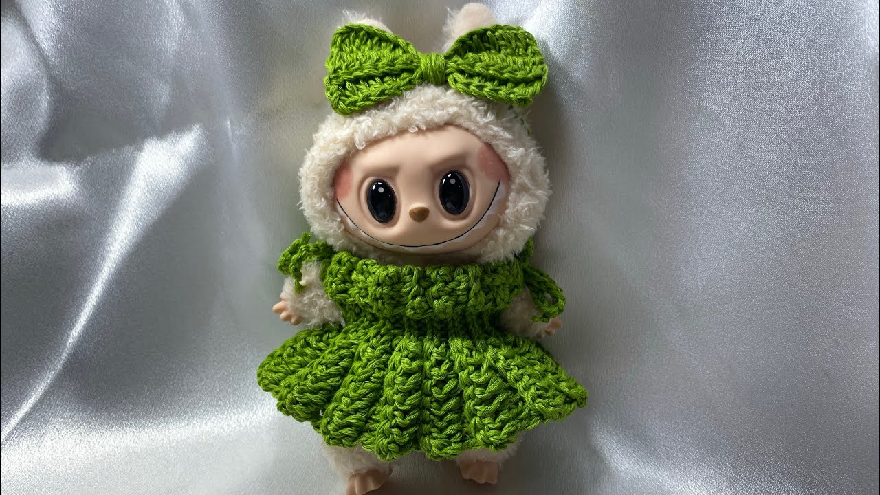 Super easy crochet dress for LaBuBu v1 17cm - LaBuBu’s dress DIY - Friendly for beginners -Eng sub