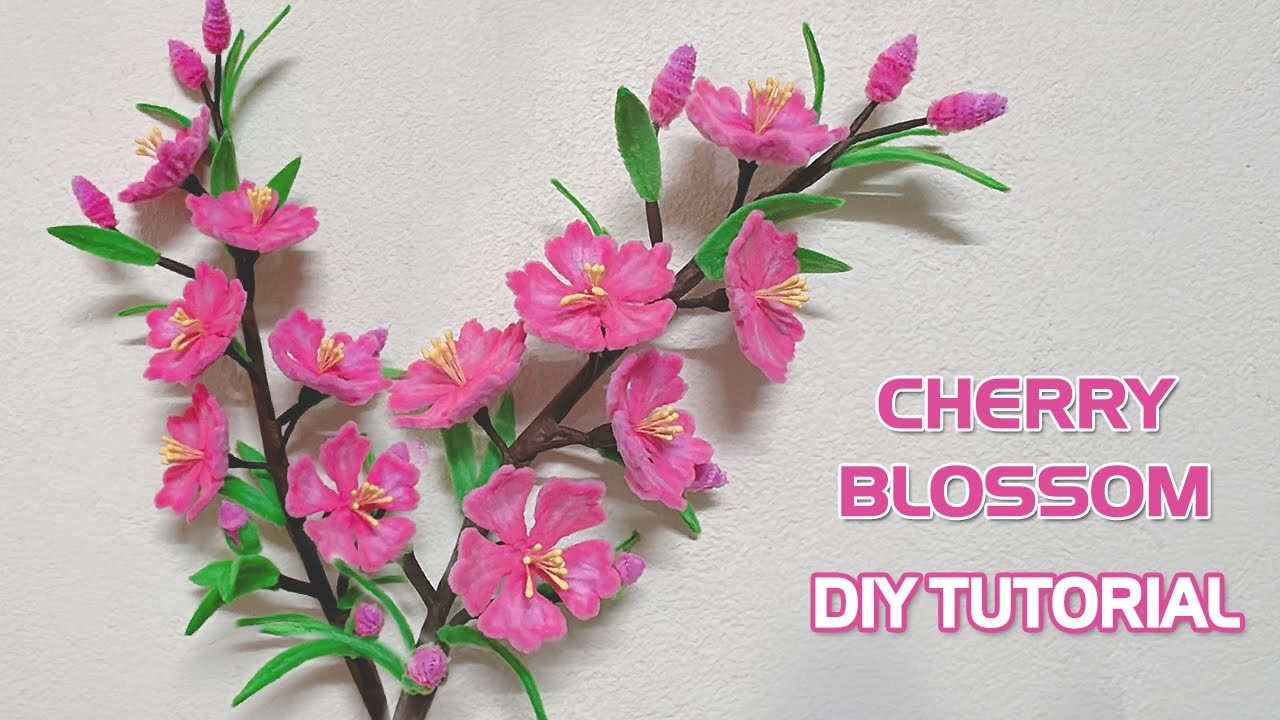 DIY Cherry Blossom: How to make beautiful Sakura Flowers using pipe cleaner | Chenille stems flowers