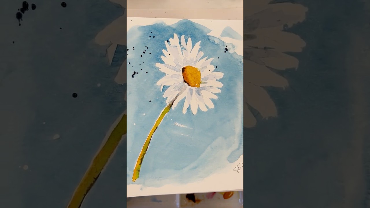 Daisy for Day 5 of March Watercolor Challenge 