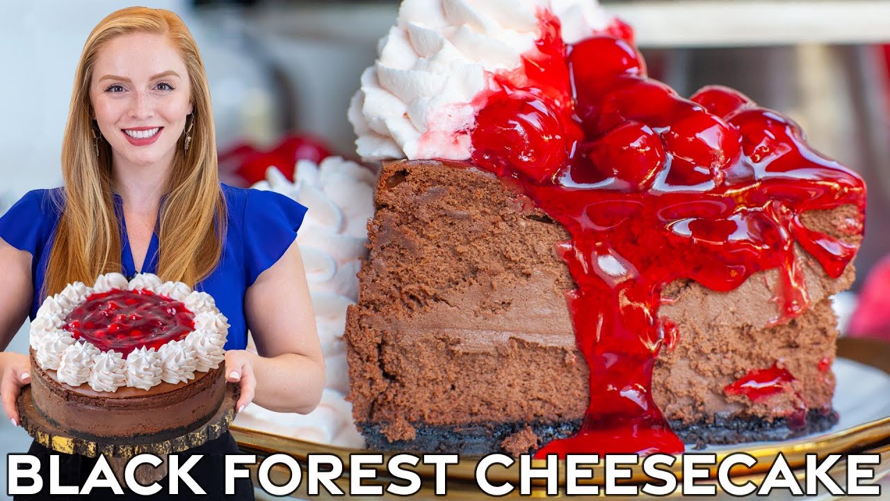 Chocolate Cherry Black Forest Cheesecake Recipe | with Whipped Cream & Cherry Pie Filling