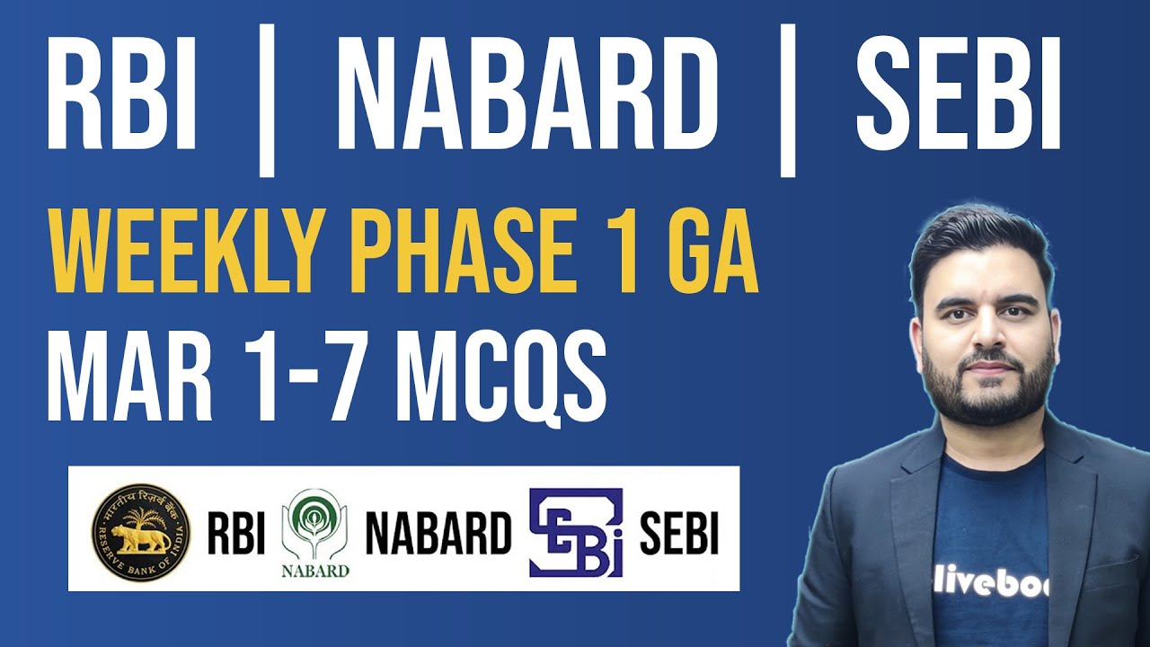 March 1-7 GA Current Affairs MCQs | RBI Grade B | SEBI Grade A | NABARD Grade A 2026