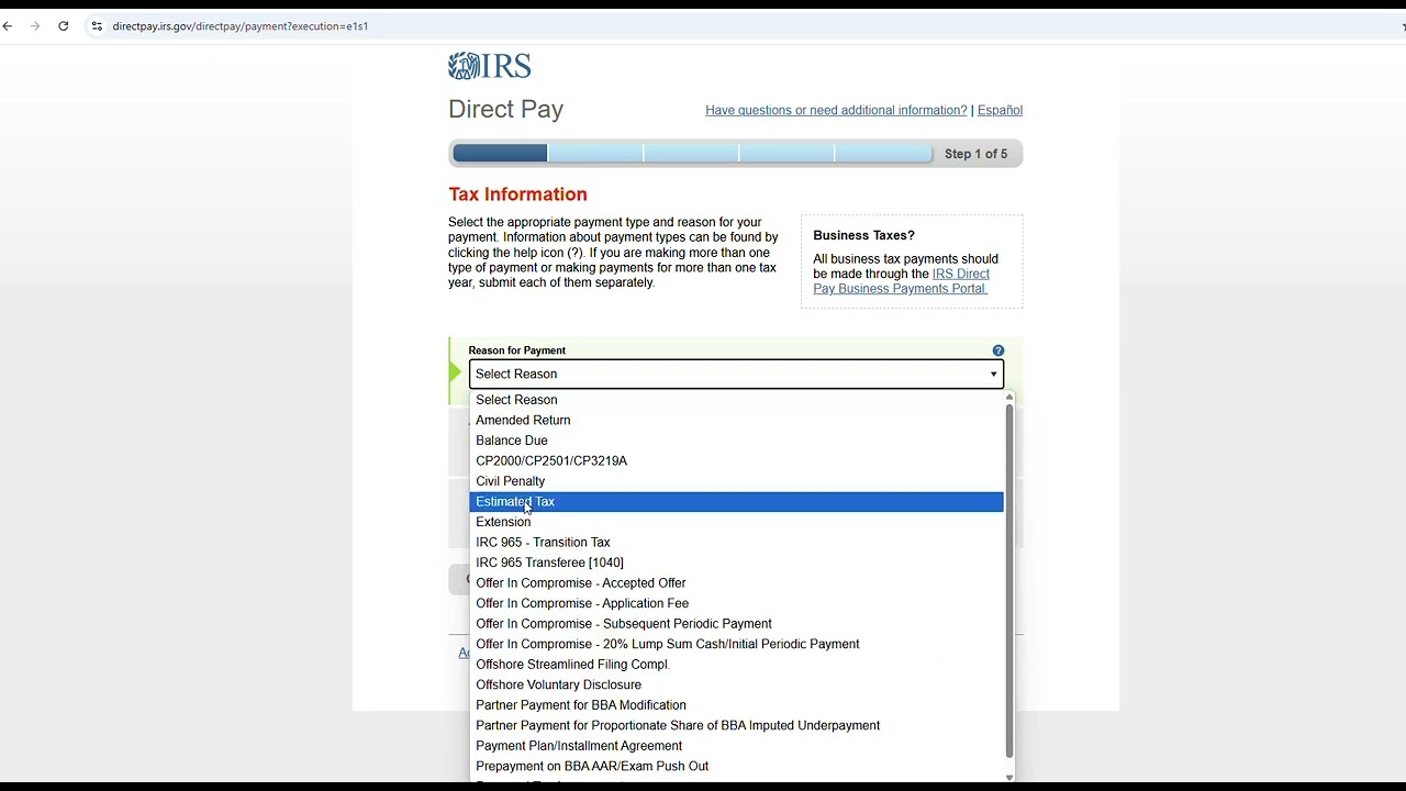 How to file an online extension using IRS Direct Pay method.