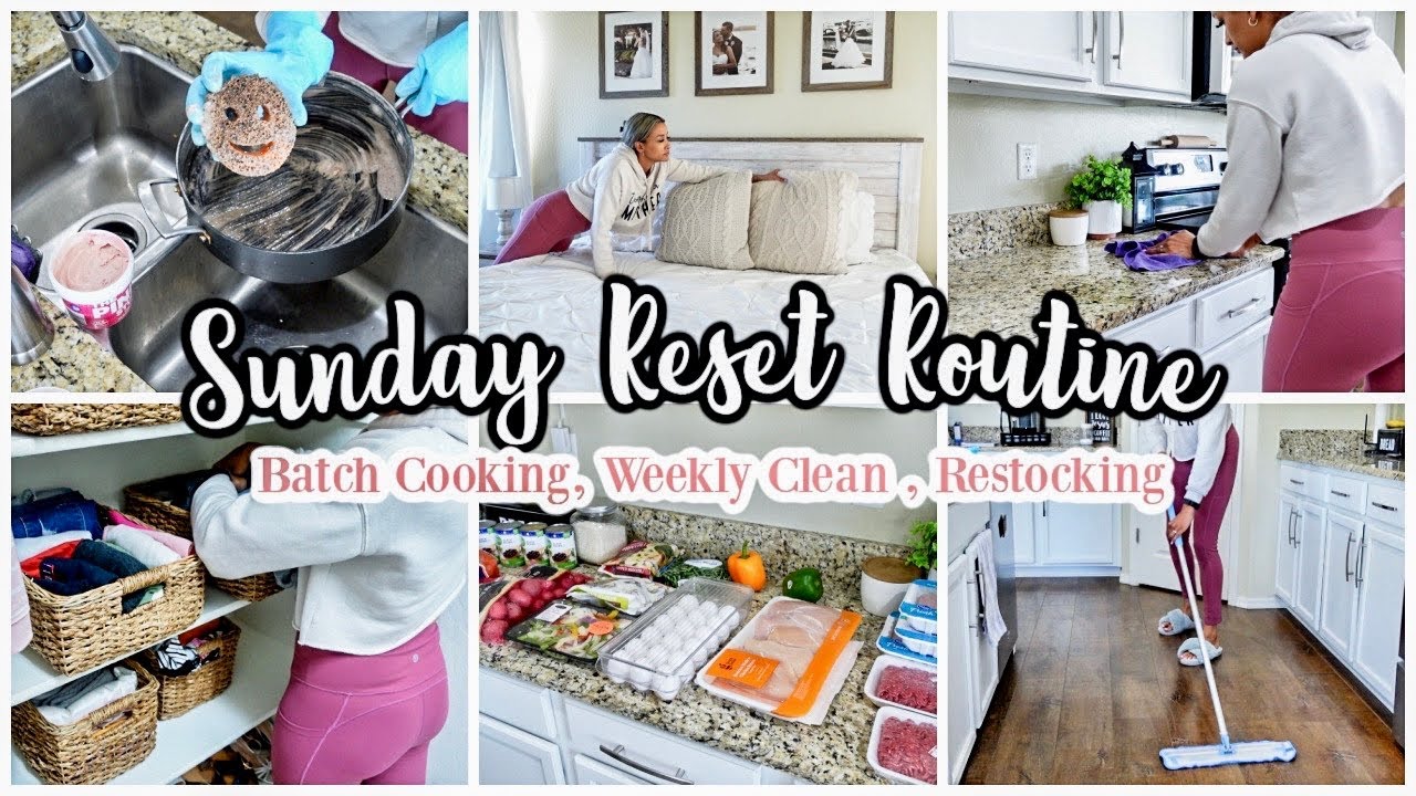 SUNDAY RESET ROUTINE | CLEANING, BATCH COOKING/MEAL PREP & RESTOCK | CLEANING MOTIVATION