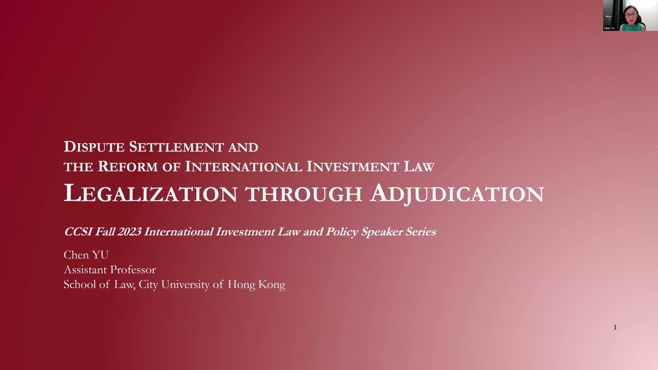 CCSI | Role of ISDS in Legalization & Legitimacy of the Investment Treaty Regime | Nov 28, 2023