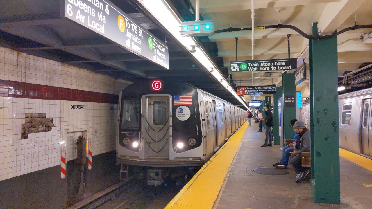 NYC Subway: Alstom R160A #8653-8657 on the G Line @Court Sq & Church Av