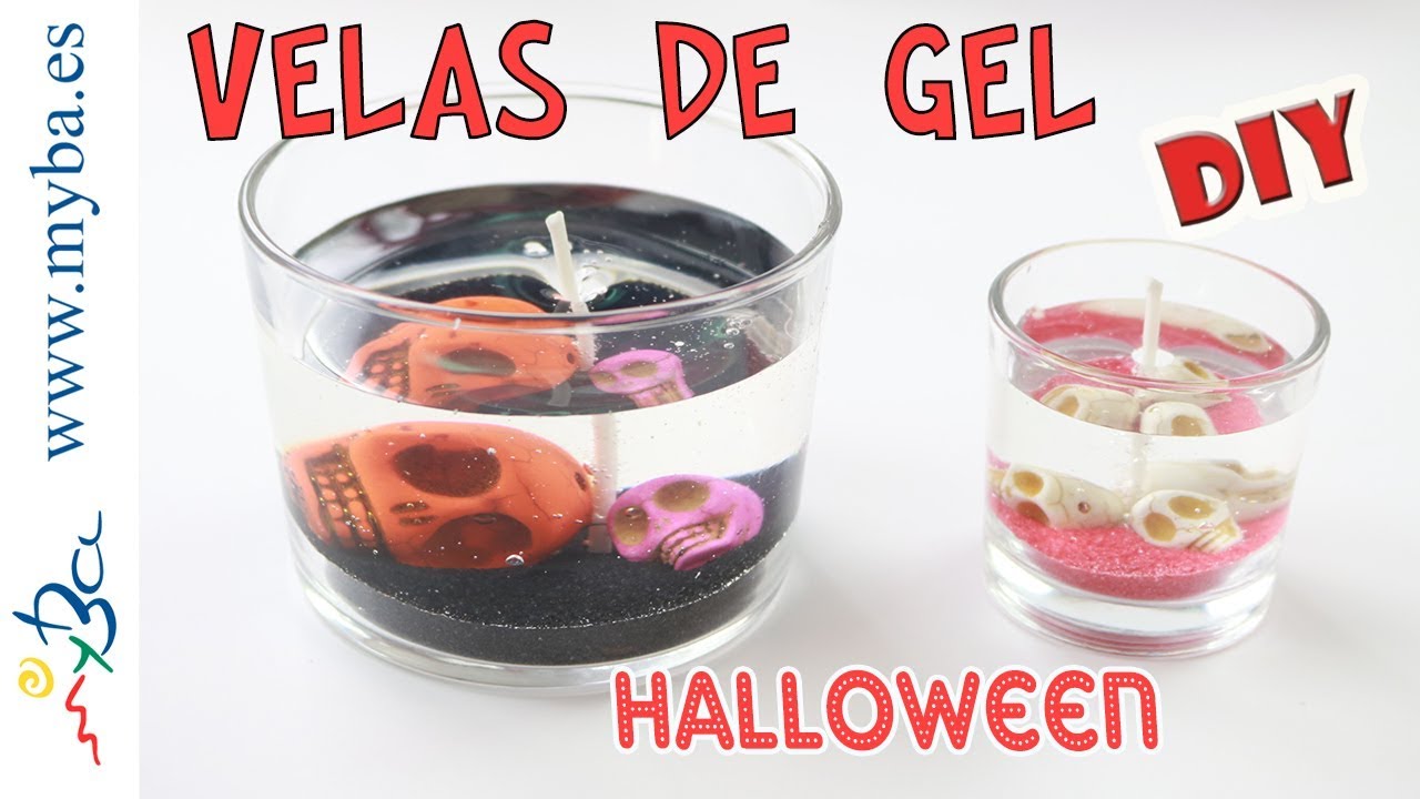 Velas de gel DIY con calaveras. Manualidades para Halloween muy fáciles. Decoración Halloween.