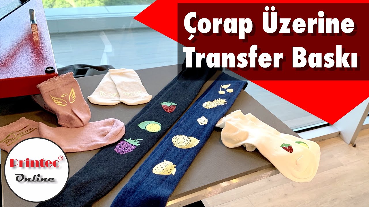 Çorap üzerine kişiye özel transfer baskı nasıl yapılır? Simli ve varak baskı teknikleri.