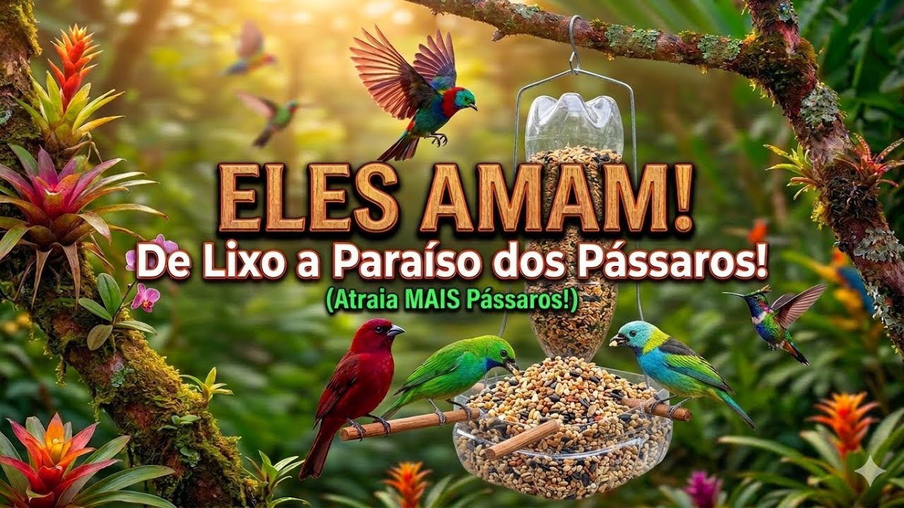 Transformei LIXO em PARAÍSO para PÁSSAROS Coloridos! #passaros #comedourodeaves #reciclado #jardim