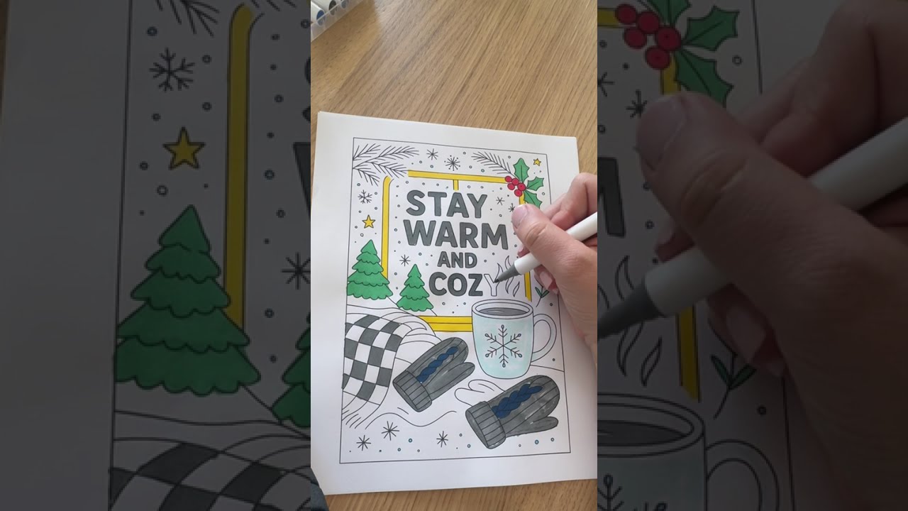 Snow Winter Coloring Session | Cozy Quote Mindfulness Session | Color With Me Adult Coloring